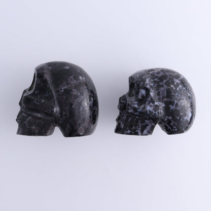 Indigo Gabbro Skulls Set of 2 - Expert Wholesale and Supplier of Wholesale Crystals & Bulk Gemstones, ["Indigo Gabbro","Madagascar","Skulls"]