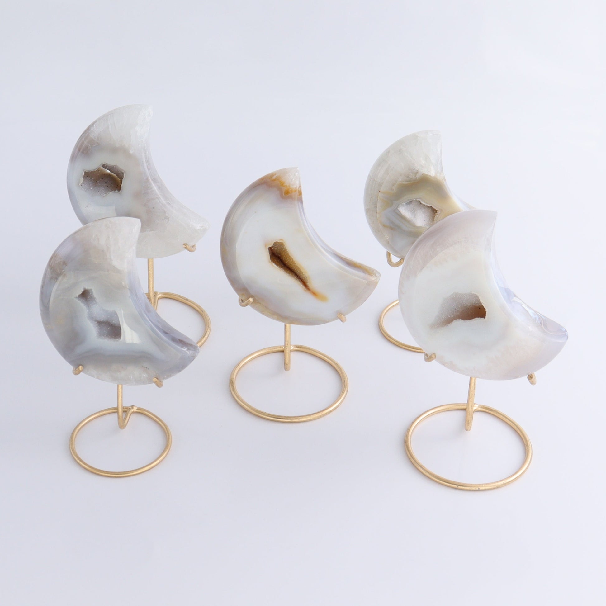 Agate Moons with Stand Set of 5 - Expert Wholesale and Supplier of Wholesale Crystals & Bulk Gemstones, ["Agate","Brazil","moons"]