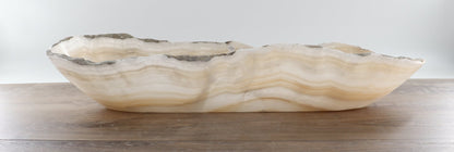 Mexican Onyx/Calcite Canoe Bowl 23"