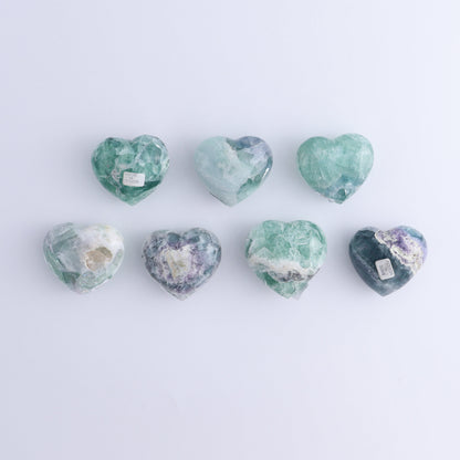 Fluorite Hearts Set of 7 - Expert Wholesale and Supplier of Wholesale Crystals & Bulk Gemstones, ["Fluorite","Hearts","Mexico"]
