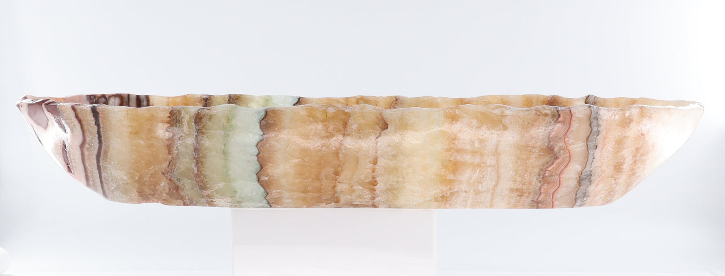 Mexican Onyx/Calcite Canoe Bowl - Expert Wholesale and Supplier of Wholesale Crystals & Bulk Gemstones, ["Bowls","Calcite","canoe","Mexico","onyx"]