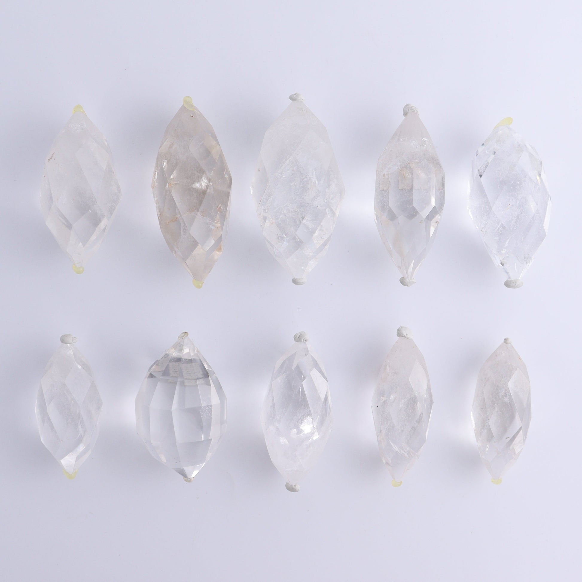 Quartz Faceted Double Points Set of 10 - Expert Wholesale and Supplier of Wholesale Crystals & Bulk Gemstones, ["Brazil","Clear Quartz","Mixed Carvings","Quartz"]