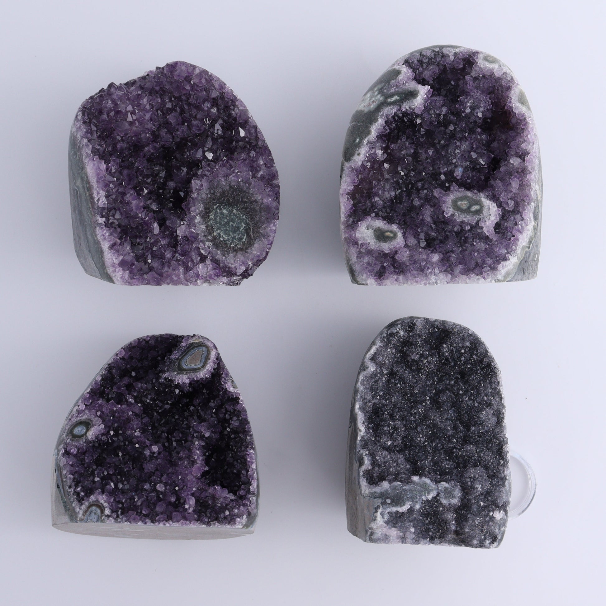 Uruguay Amethyst Cut Base Set of 4 - Expert Wholesale and Supplier of Wholesale Crystals & Bulk Gemstones, ["Amethyst","Cut Base","Uruguay"]