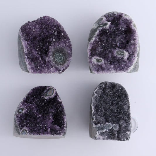 Uruguay Amethyst Cut Base Set of 4 - Expert Wholesale and Supplier of Wholesale Crystals & Bulk Gemstones, ["Amethyst","Cut Base","Uruguay"]