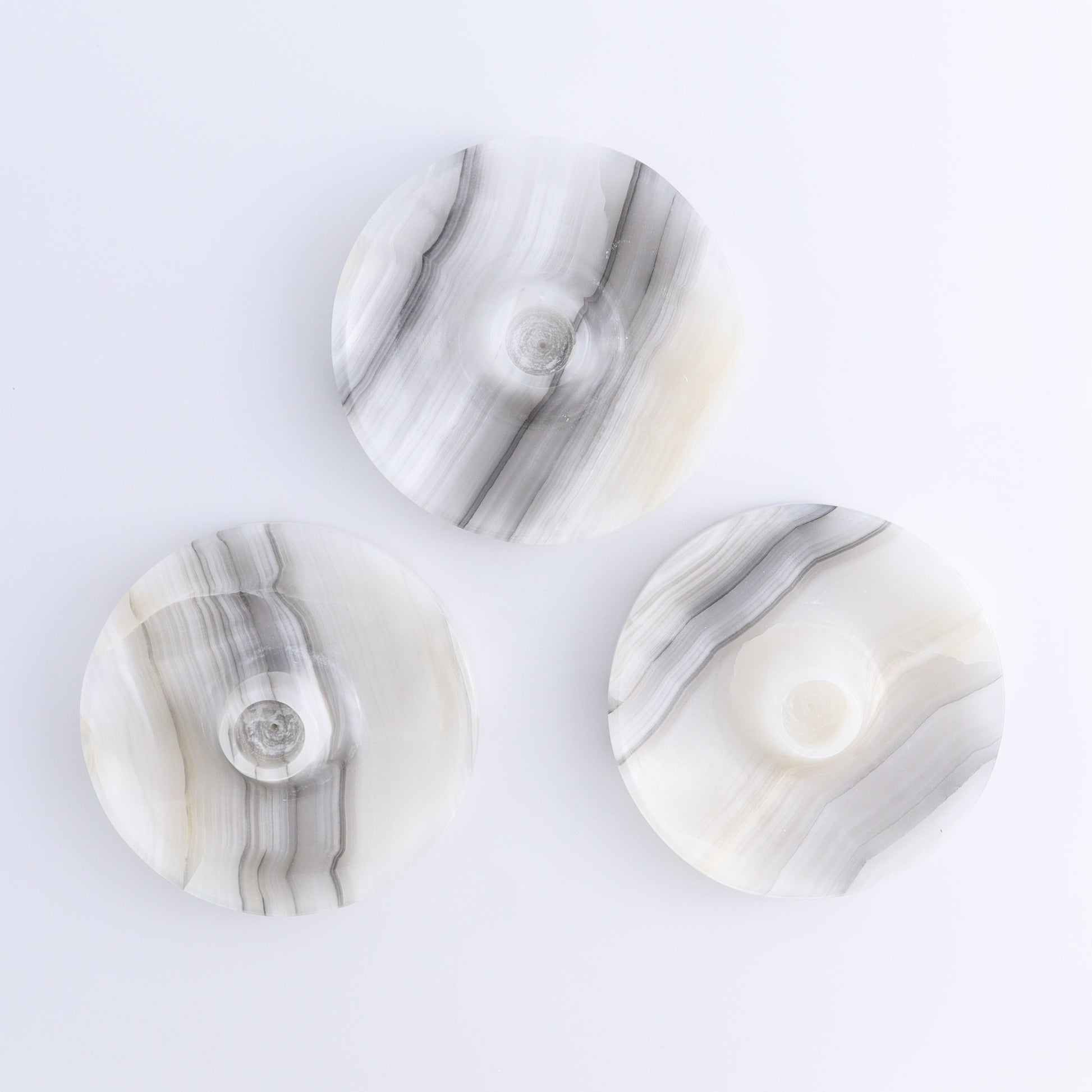 One Palo Santo/Incense/Candle Holder Mexican Onyx/Calcite White & Grey - Expert Wholesale and Supplier of Wholesale Crystals & Bulk Gemstones, ["Calcite","Candle Holder","Catalog Onyx","Incense holders","Mexico","onyx","Palo Santo Holder"]