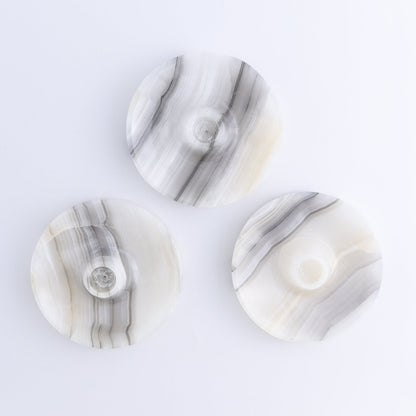 One Palo Santo/Incense/Candle Holder Mexican Onyx/Calcite White & Grey - Expert Wholesale and Supplier of Wholesale Crystals & Bulk Gemstones, ["Calcite","Candle Holder","Catalog Onyx","Incense holders","Mexico","onyx","Palo Santo Holder"]