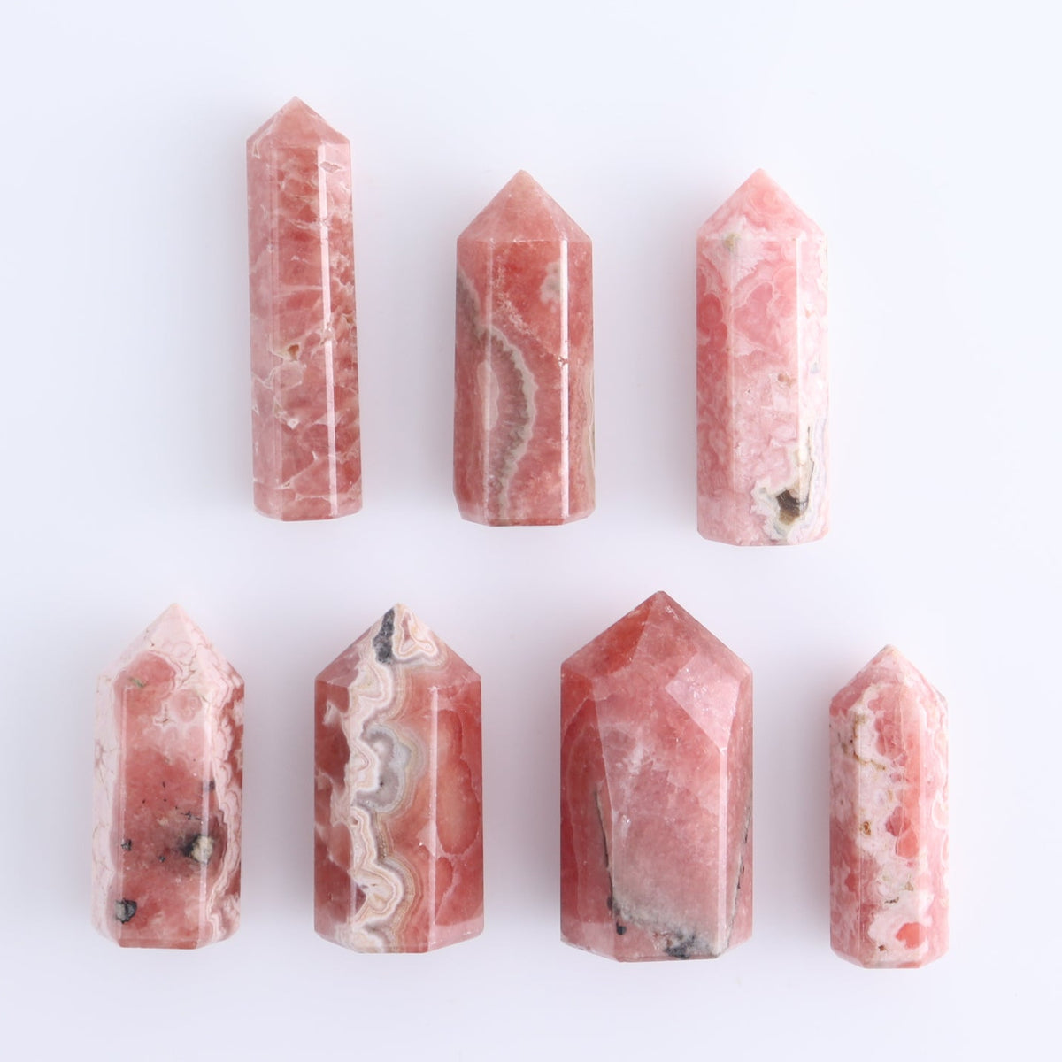Rhodochrosite Towers Set of 7