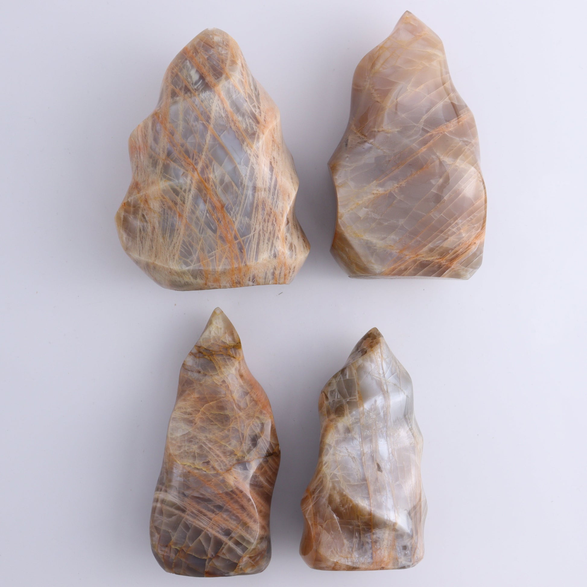 Peach Moonstone Flames Set of 10 - Expert Wholesale and Supplier of Wholesale Crystals & Bulk Gemstones, ["flames","Madagascar","Peach Moonstone"]