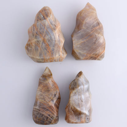 Peach Moonstone Flames Set of 10 - Expert Wholesale and Supplier of Wholesale Crystals & Bulk Gemstones, ["flames","Madagascar","Peach Moonstone"]