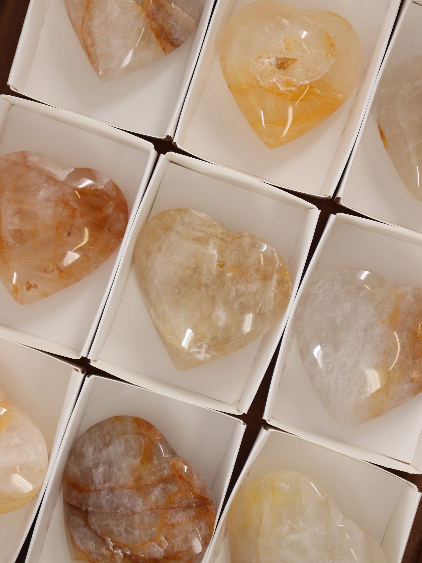 Golden Healer Quartz Hearts Set of 9 - Expert Wholesale and Supplier of Wholesale Crystals & Bulk Gemstones, []