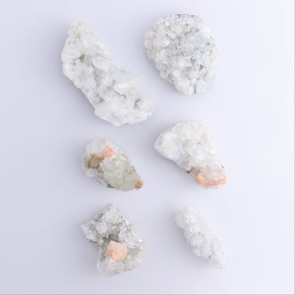 Apophyllite Clusters Set of 6 - Expert Wholesale and Supplier of Wholesale Crystals & Bulk Gemstones, ["Apophyllite","Clusters","Flats"]