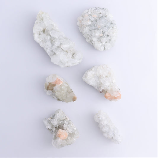 Apophyllite Clusters Set of 6 - Expert Wholesale and Supplier of Wholesale Crystals & Bulk Gemstones, ["Apophyllite","Clusters","Flats"]