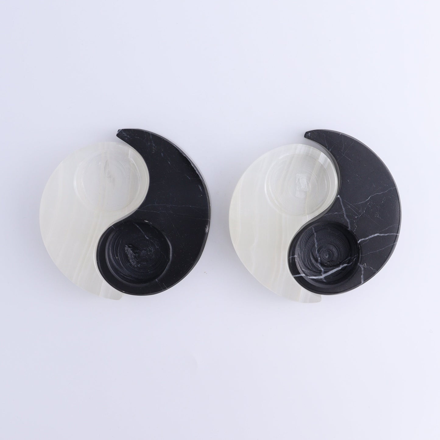 One Yin Yang Onyx/Marble Candle Holder Set