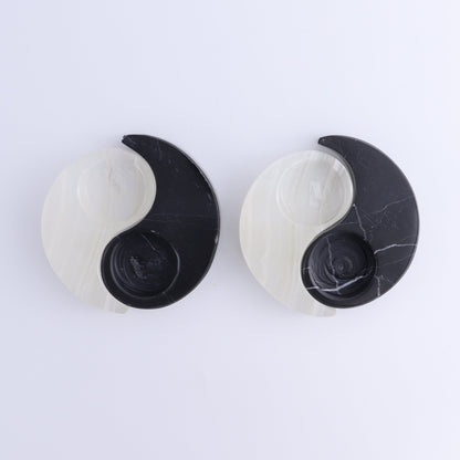 One Yin Yang Onyx/Marble Candle Holder Set