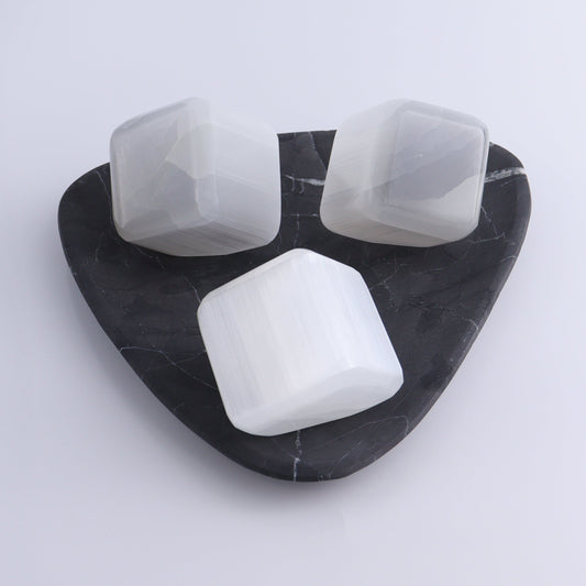 One Selenite (Satin Spar) Standing Cube 6 cm - Expert Wholesale and Supplier of Wholesale Crystals & Bulk Gemstones, ["close_30","Cubes","Morocco","Selenite"]