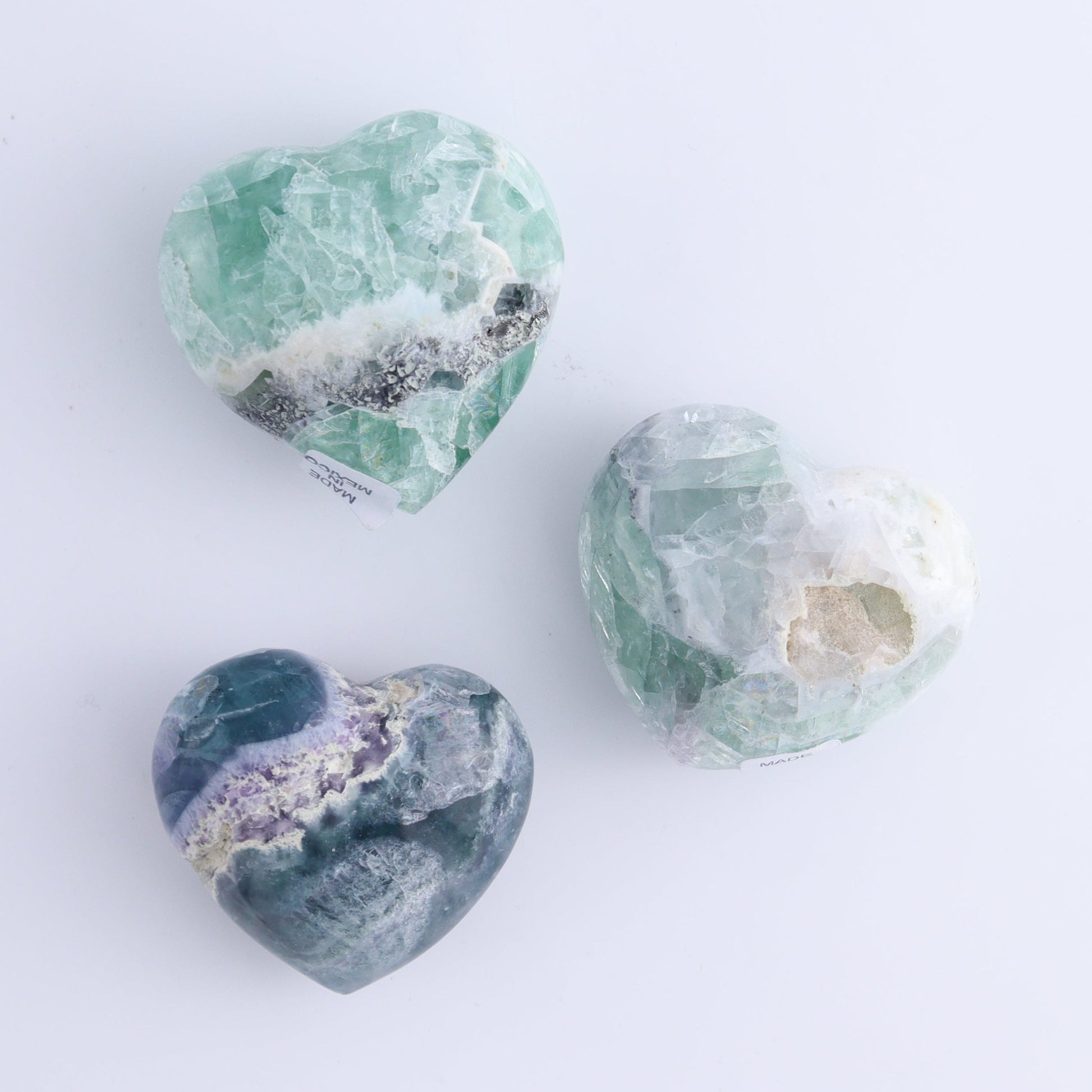 Fluorite Hearts Set of 7 - Expert Wholesale and Supplier of Wholesale Crystals & Bulk Gemstones, ["Fluorite","Hearts","Mexico"]