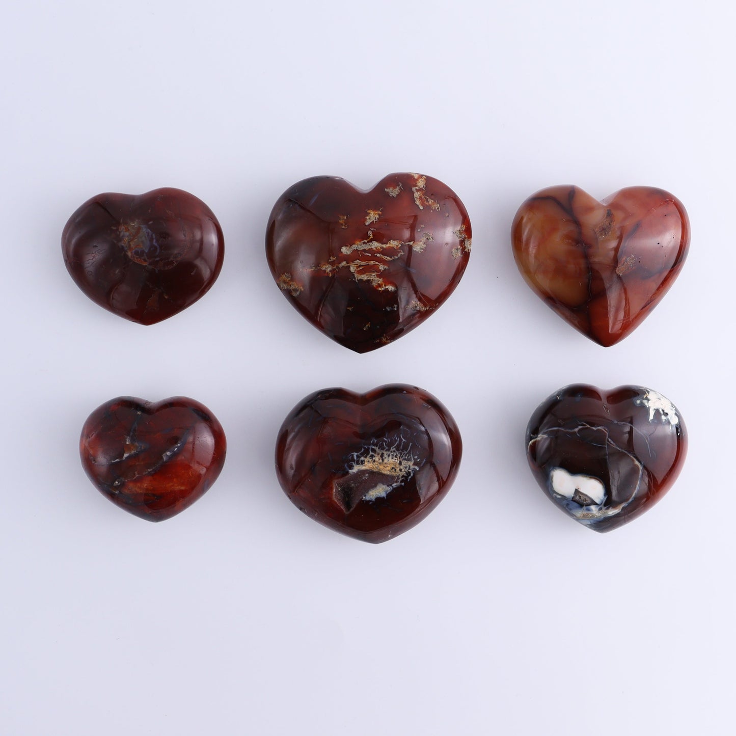 Carnelian Hearts Set of 6 - Expert Wholesale and Supplier of Wholesale Crystals & Bulk Gemstones, ["carnelian","Hearts","Madagascar"]