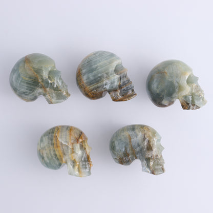 Blue Onyx Skulls Set of 5 - Expert Wholesale and Supplier of Wholesale Crystals & Bulk Gemstones, ["Blue Onyx","Mexico","onyx","Skulls"]