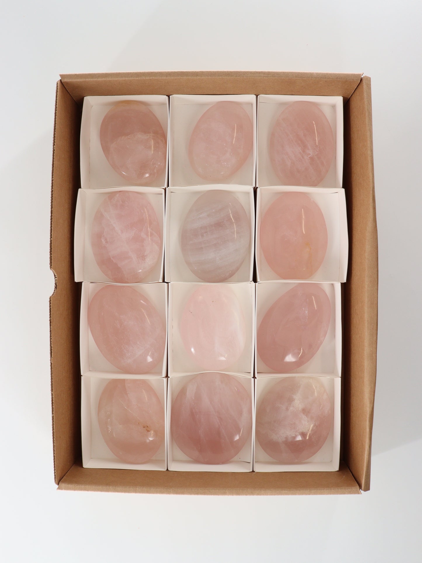 Rose Quartz Palm Stones Flat - Expert Supplier of Wholesale Crystals & Bulk Gemstones