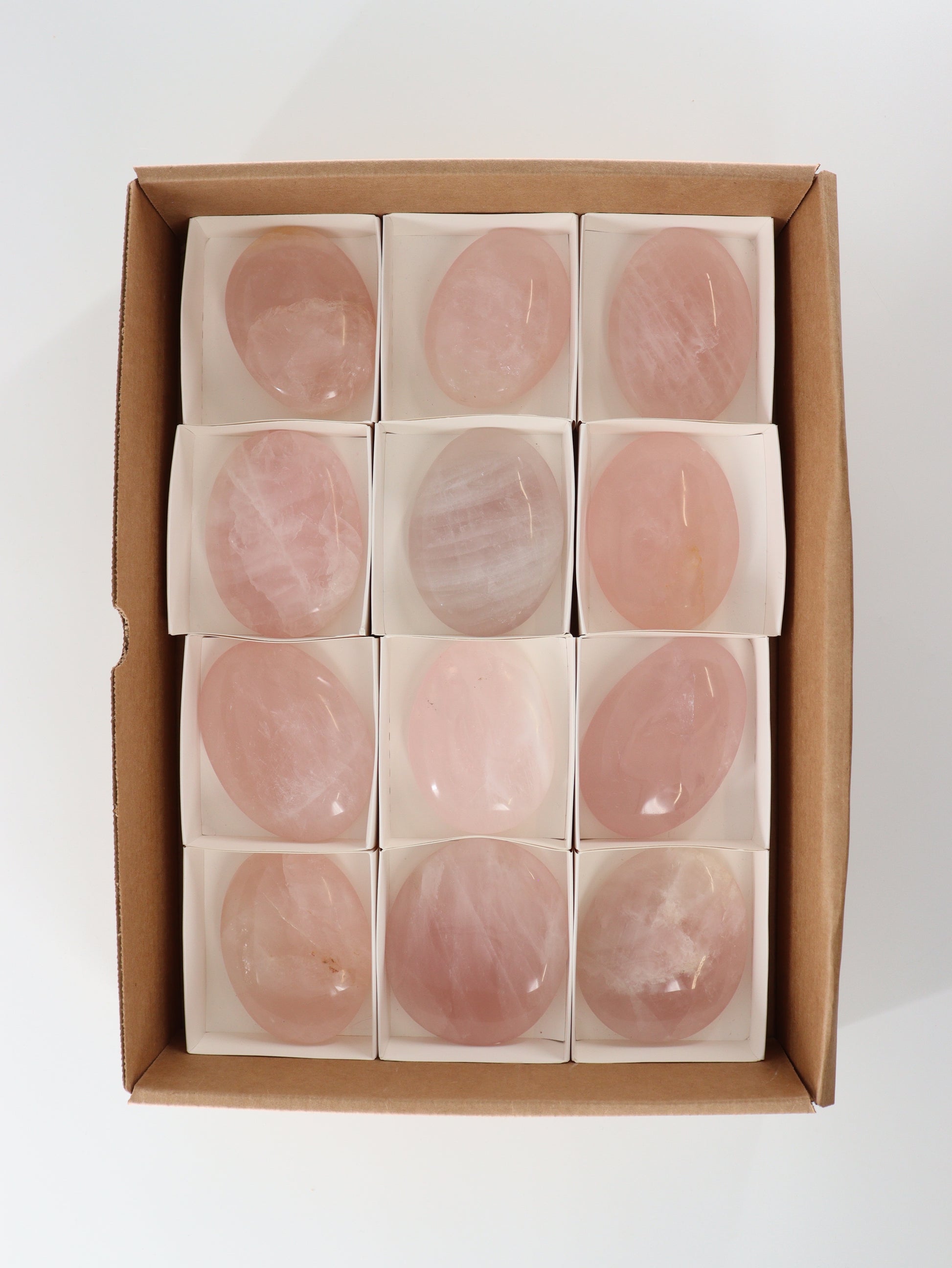 Rose Quartz Palm Stones Flat - Expert Supplier of Wholesale Crystals & Bulk Gemstones