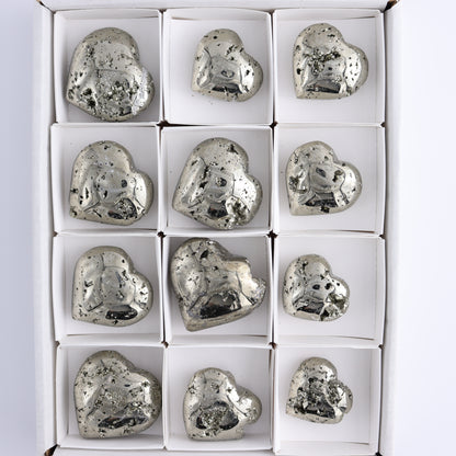 Pyrite Hearts Set of 12 - Expert Wholesale and Supplier of Wholesale Crystals & Bulk Gemstones, ["Hearts","Peru","Pyrite"]