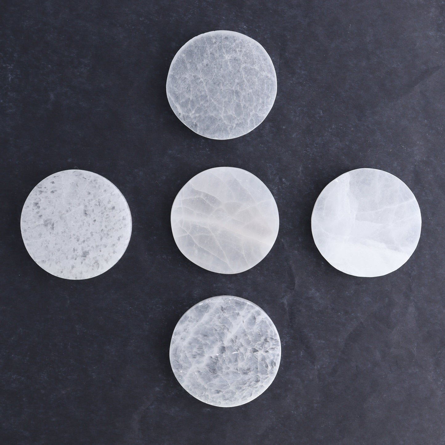 One Selenite (Satin Spar) Round Plate 7 cm - Expert Wholesale and Supplier of Wholesale Crystals & Bulk Gemstones, ["close_30","Morocco","Round Dish","Selenite"]