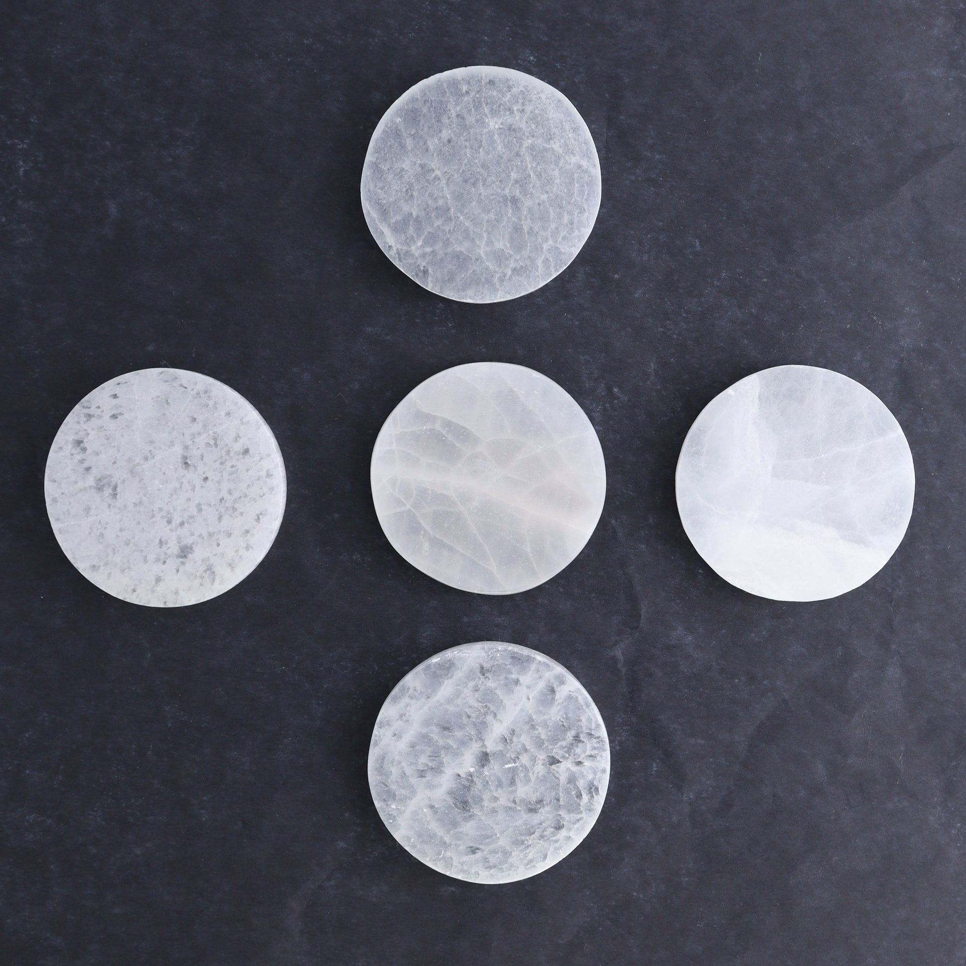One Selenite (Satin Spar) Round Plate 7 cm - Expert Wholesale and Supplier of Wholesale Crystals & Bulk Gemstones, ["close_30","Morocco","Round Dish","Selenite"]