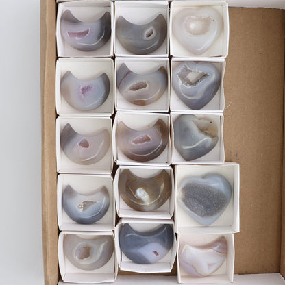 Small Agate 11 Moons & 4 Hearts Set