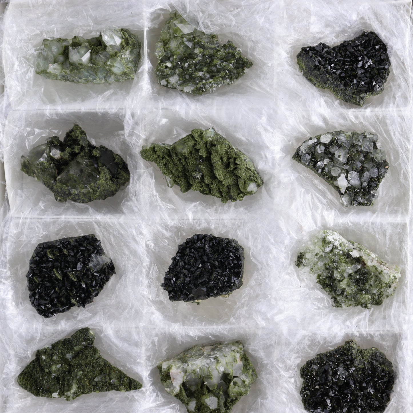 Epidote Set of 15 - Expert Wholesale and Supplier of Wholesale Crystals & Bulk Gemstones, ["epidote","flat","Flats"]