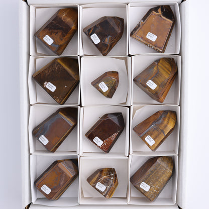 Tiger Eye Towers Set of 12 - Expert Wholesale and Supplier of Wholesale Crystals & Bulk Gemstones, ["Brazil","close_50","Tiger Eye","Towers"]