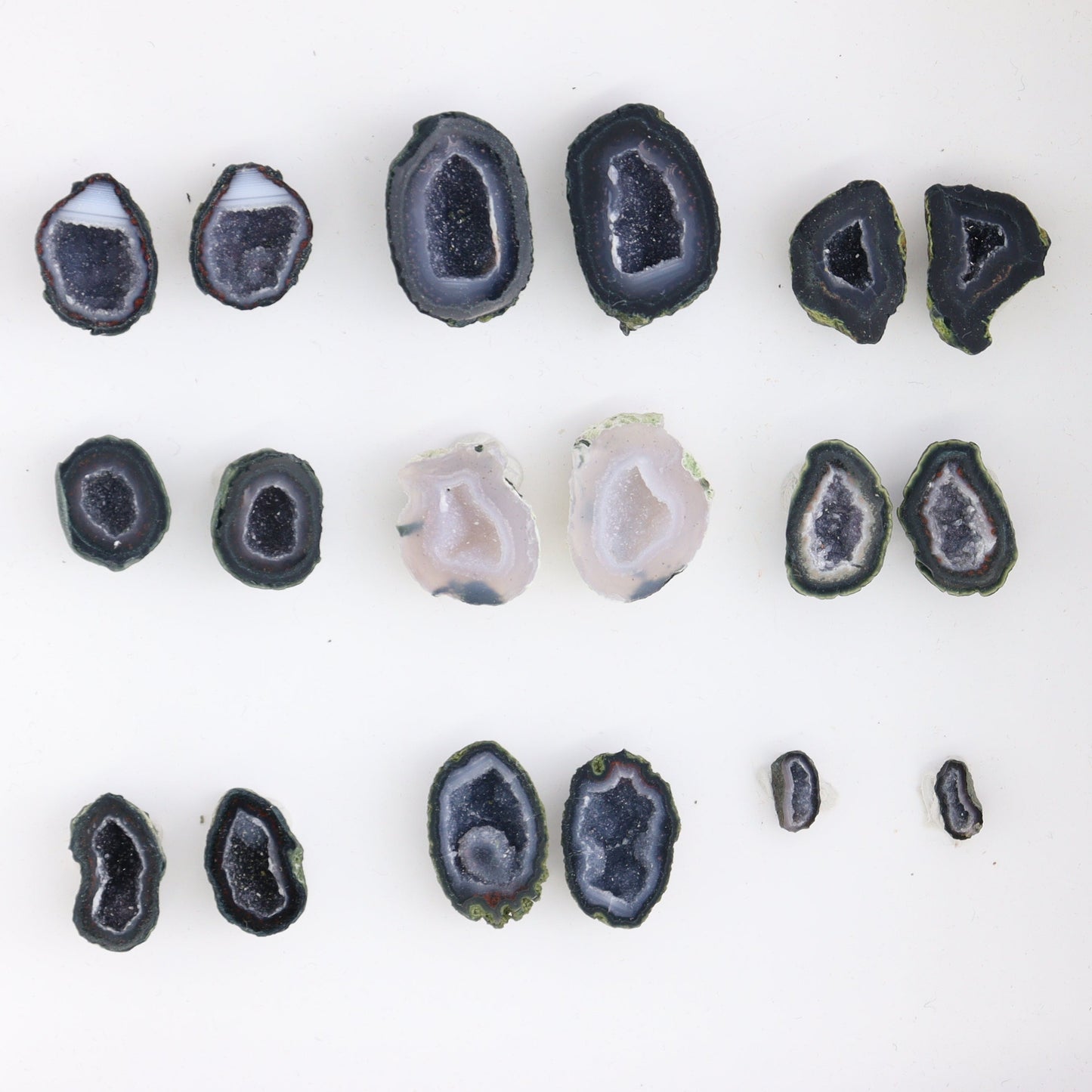 Tabasco Geodes 9 Pairs - Expert Wholesale and Supplier of Wholesale Crystals & Bulk Gemstones, ["Geodes","Tabasco Geode"]