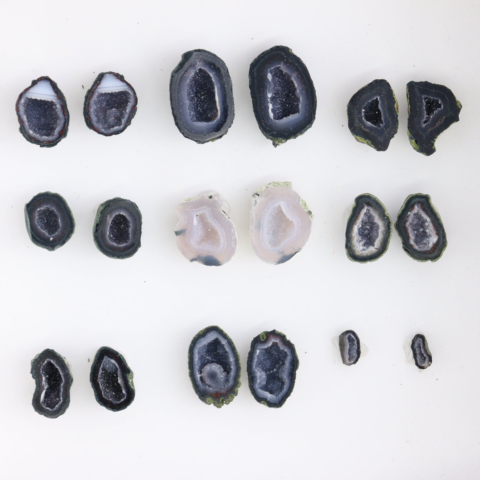 Tabasco Geodes 9 Pairs - Expert Wholesale and Supplier of Wholesale Crystals & Bulk Gemstones, ["Geodes","Tabasco Geode"]