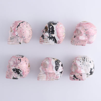 Rhodonite Skulls Set of 6 - Expert Wholesale and Supplier of Wholesale Crystals & Bulk Gemstones, ["Peru","Rhodonite","Skulls"]
