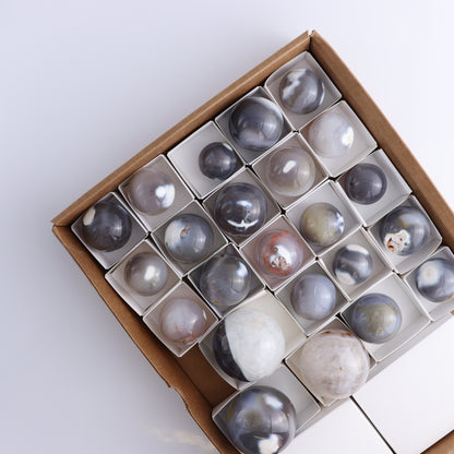Orca Agate Spheres Set of 23 - Expert Wholesale and Supplier of Wholesale Crystals & Bulk Gemstones, ["Madagascar","Orca Agate","Spheres"]