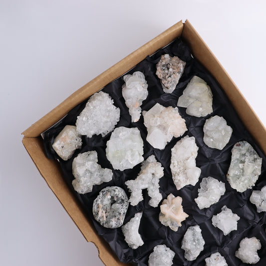 Apophyllite Clusters Flat of 24 - Expert Wholesale and Supplier of Wholesale Crystals & Bulk Gemstones, ["Apophyllite","Clusters","Flats"]