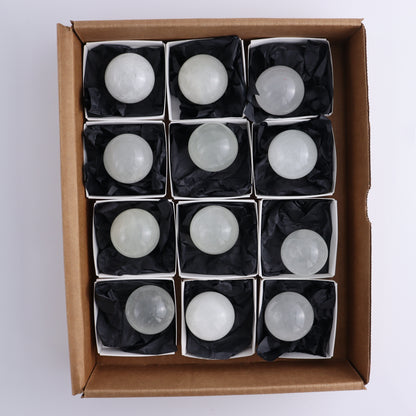 Optical Calcite Spheres Set of 12 - Expert Wholesale and Supplier of Wholesale Crystals & Bulk Gemstones, ["Calcite","Mexico","Optical Calcite","Spheres"]