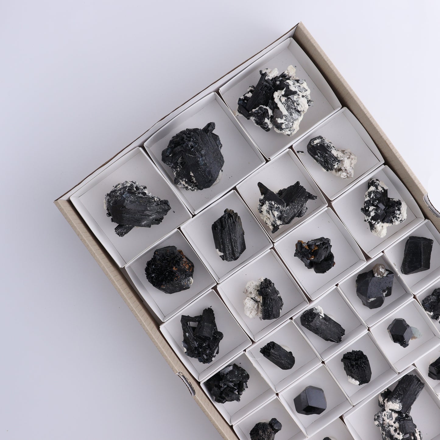 Schorl Tourmaline Flat of 30 - Expert Wholesale and Supplier of Wholesale Crystals & Bulk Gemstones, ["Black Tourmaline","Madagascar","Schorl Tourmaline","Tourmaline"]