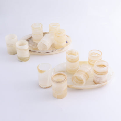 Shot Glass Set Mexican Onyx/Calcite Honey - Expert Wholesale and Supplier of Wholesale Crystals & Bulk Gemstones, ["Calcite","Catalog Onyx","Mexico","onyx","Shot Glasses"]