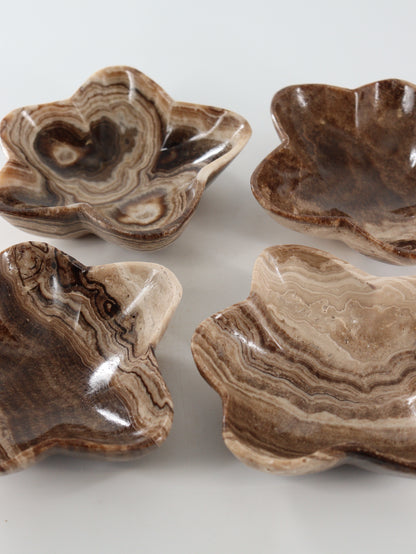 Chocolate Onyx Flower Bowls Set of 4 - Expert Wholesale and Supplier of Wholesale Crystals & Bulk Gemstones, ["Bowls","Catalog Onyx","Mexico","onyx"]