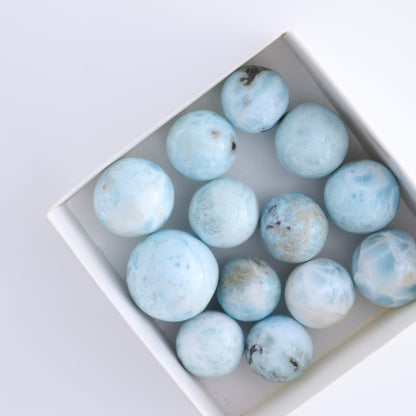 Larmiar Spheres Set of 13 - Expert Wholesale and Supplier of Wholesale Crystals & Bulk Gemstones, ["Larimar","Spheres"]