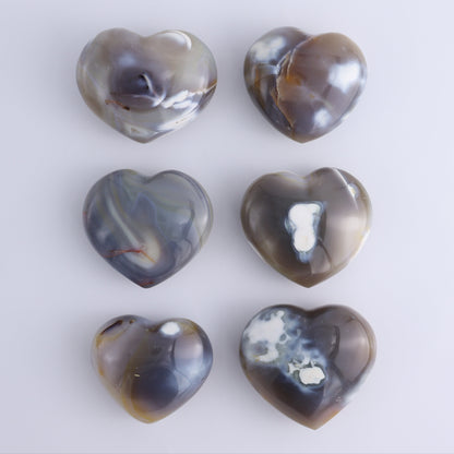 Orca Agate Hearts Set of 6 - Expert Wholesale and Supplier of Wholesale Crystals & Bulk Gemstones, ["close_30","Hearts","Madagascar","Orca Agate"]
