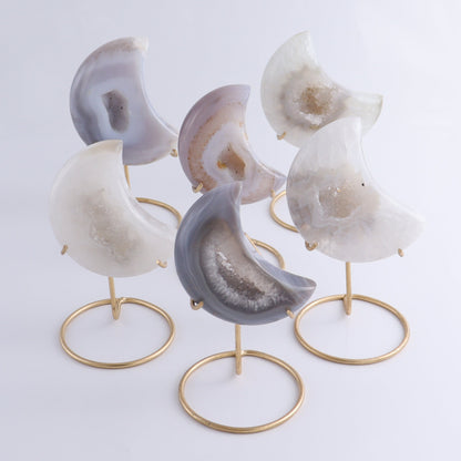 Agate Moons with Stand Set of 6 - Expert Wholesale and Supplier of Wholesale Crystals & Bulk Gemstones, ["Agate","Brazil","moons"]