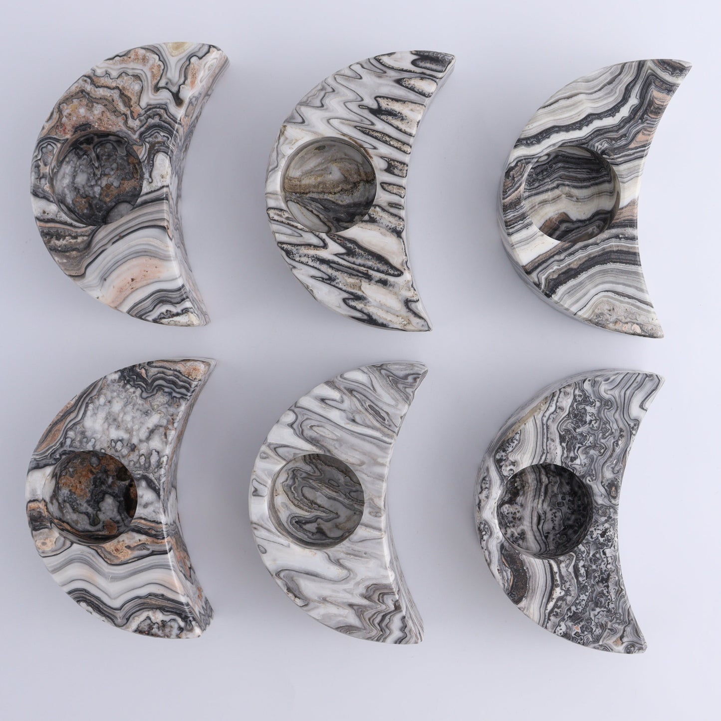 Onyx Moon Candle Holders Set of 6 - Expert Wholesale and Supplier of Wholesale Crystals & Bulk Gemstones, ["Candle Holder","Catalog Onyx","Mexico","moons","onyx"]