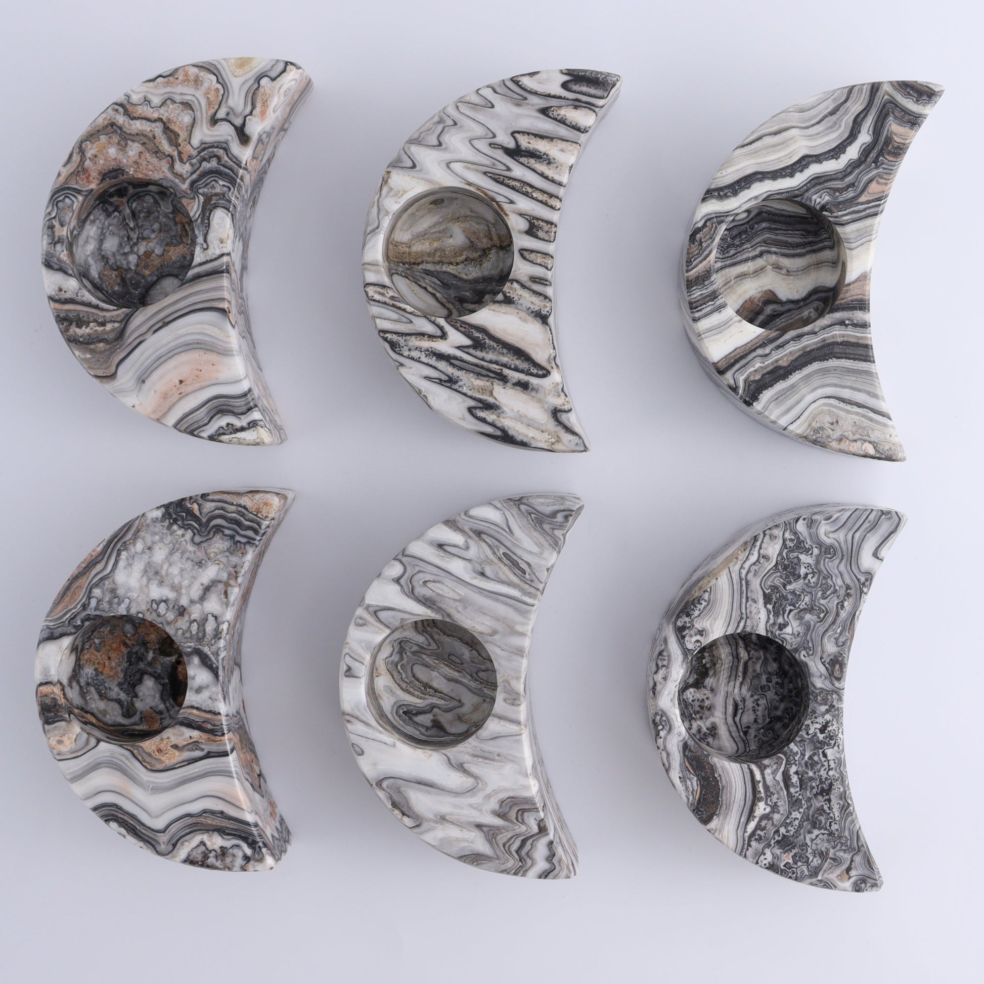 Onyx Moon Candle Holders Set of 6 - Expert Wholesale and Supplier of Wholesale Crystals & Bulk Gemstones, ["Candle Holder","Catalog Onyx","Mexico","moons","onyx"]