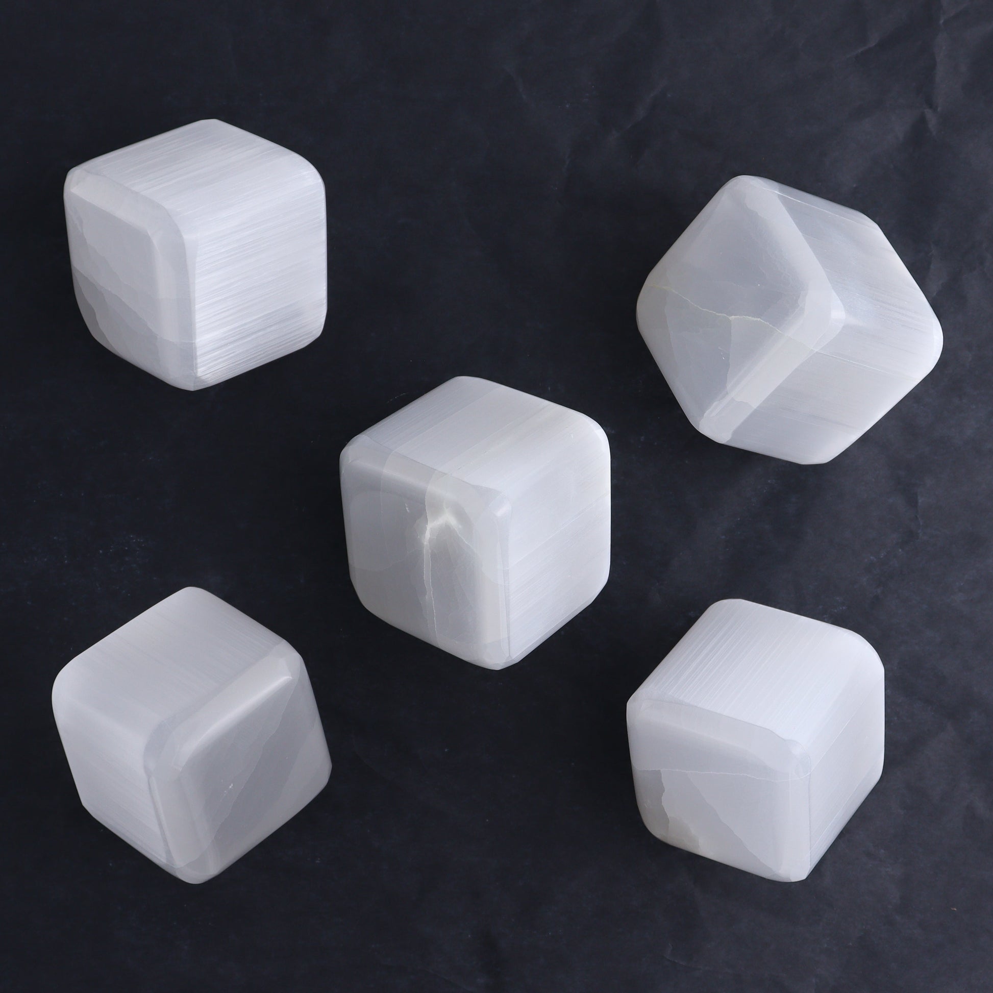 One Selenite (Satin Spar) Standing Cube 6 cm - Expert Wholesale and Supplier of Wholesale Crystals & Bulk Gemstones, ["close_30","Cubes","Morocco","Selenite"]