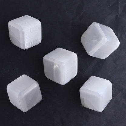 One Selenite (Satin Spar) Standing Cube 6 cm - Expert Wholesale and Supplier of Wholesale Crystals & Bulk Gemstones, ["close_30","Cubes","Morocco","Selenite"]