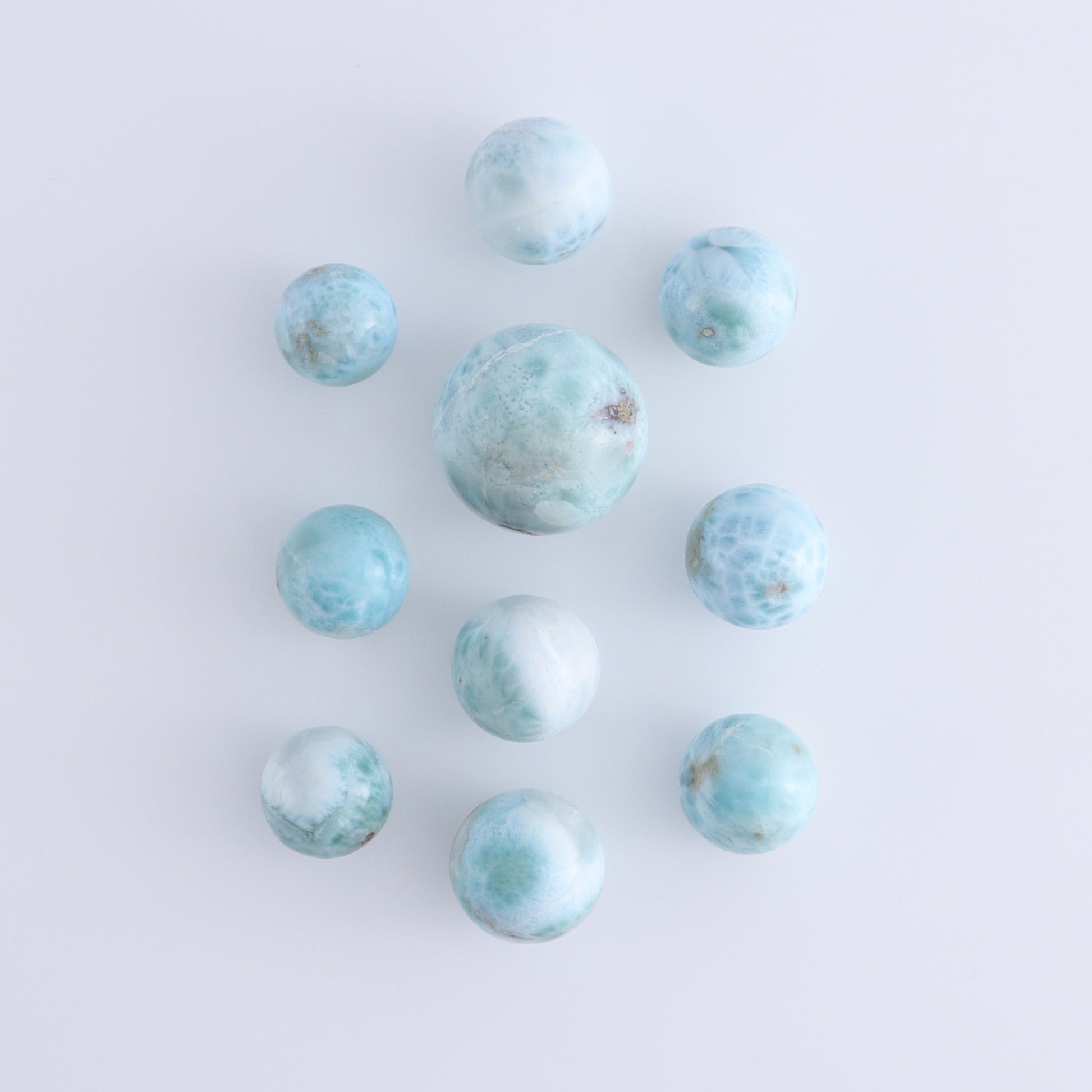 Larmiar Spheres Set of 10 - Expert Wholesale and Supplier of Wholesale Crystals & Bulk Gemstones, ["Larimar","Spheres"]