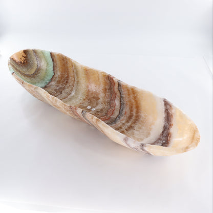 Mexican Onyx/Calcite Canoe Bowl - Expert Wholesale and Supplier of Wholesale Crystals & Bulk Gemstones, ["Bowls","Calcite","canoe","Mexico","onyx"]