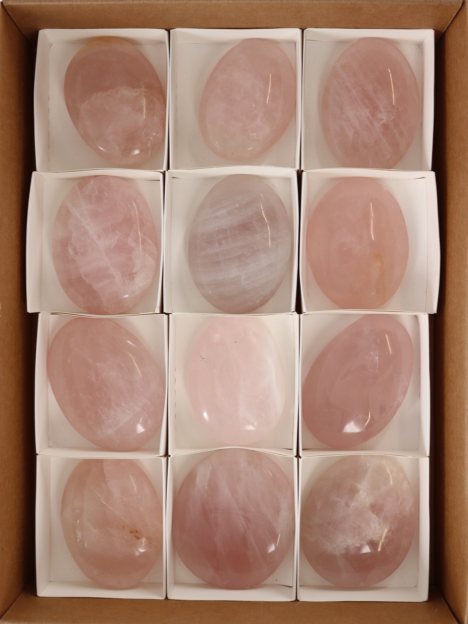 Rose Quartz Palm Stones Flat - Expert Supplier of Wholesale Crystals & Bulk Gemstones