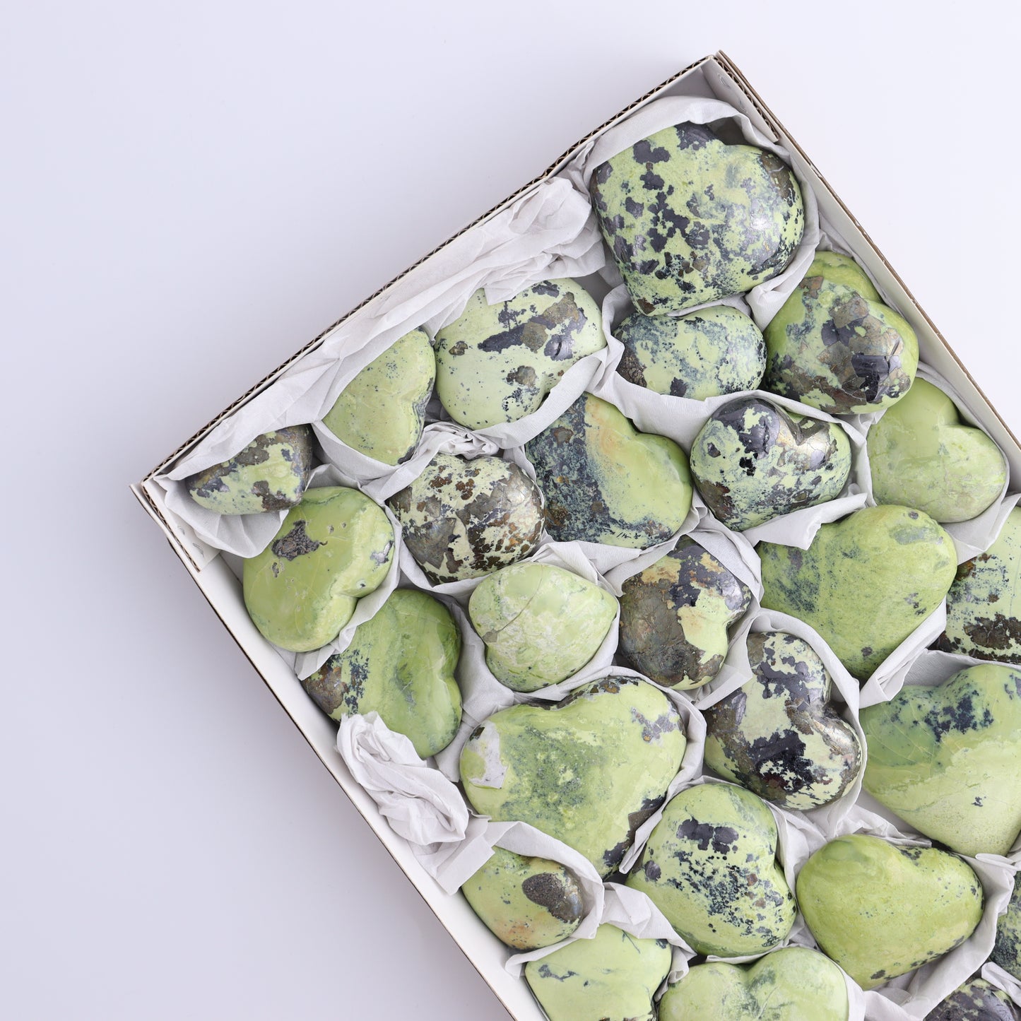 Serpentine Hearts Set of 30 - Expert Wholesale and Supplier of Wholesale Crystals & Bulk Gemstones, ["Hearts","Peru","serpentine"]